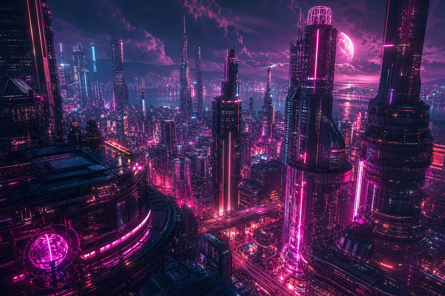 Adult Anime Cyberpunk Heroine With Neon Lights, Safe For Work, Fully Clothed Anime Wallpaper  13 4K