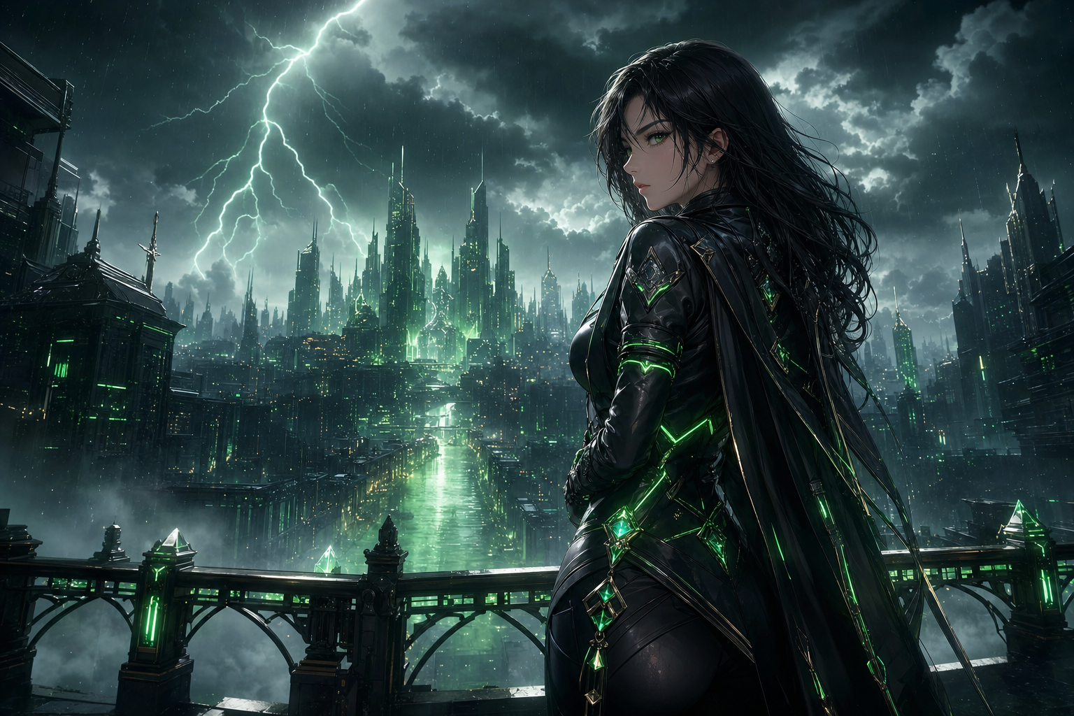 Adult Anime Cyberpunk Heroine With Neon Lights, Safe For Work, Fully Clothed Anime Wallpaper  13 4K