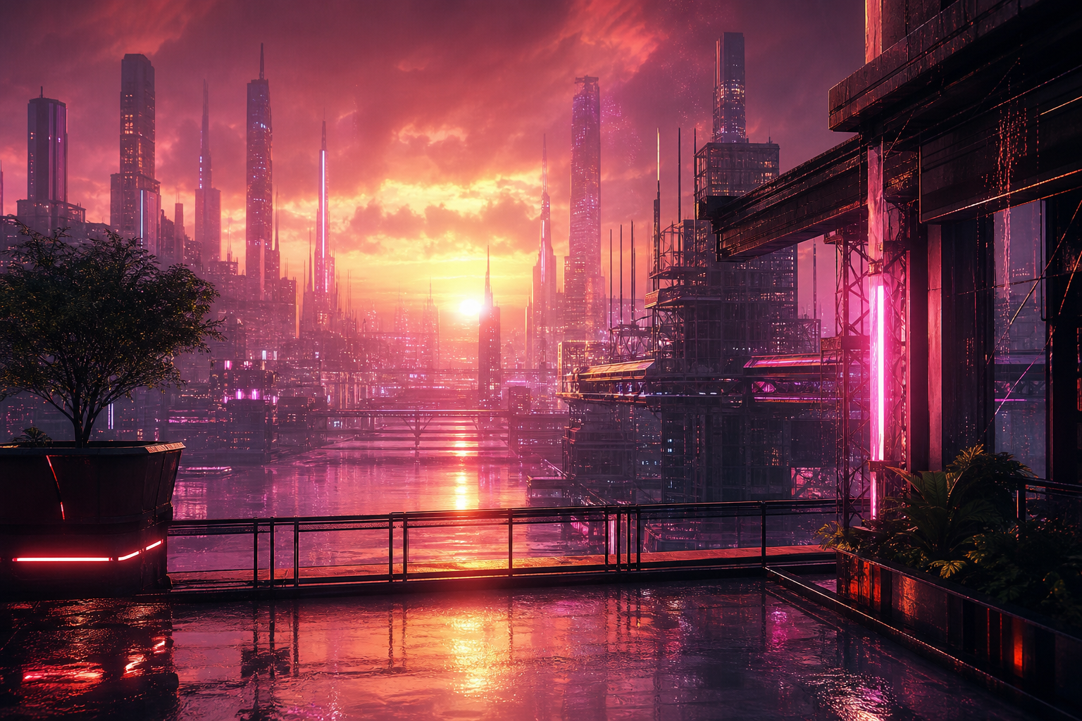 Adult Anime Cyberpunk Heroine With Neon Lights, Safe For Work, Fully Clothed Anime Wallpaper  5 4K