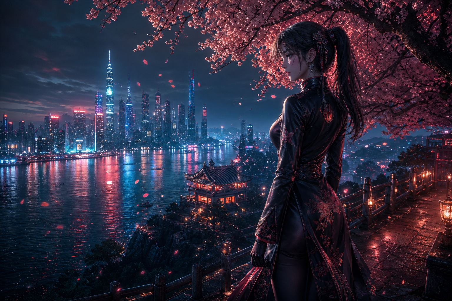 Adult Anime Heroine Under Cherry Blossoms, Safe For Work, Fully Clothed Anime Wallpaper  1 4K