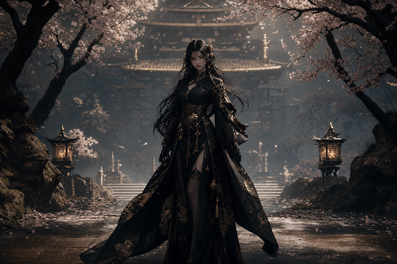 Adult Anime Heroine Under Cherry Blossoms, Safe For Work, Fully Clothed Anime Wallpaper  1 4K