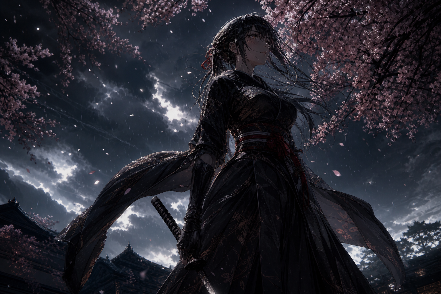 Adult Anime Heroine Under Cherry Blossoms, Safe For Work, Fully Clothed Anime Wallpaper  17 4K