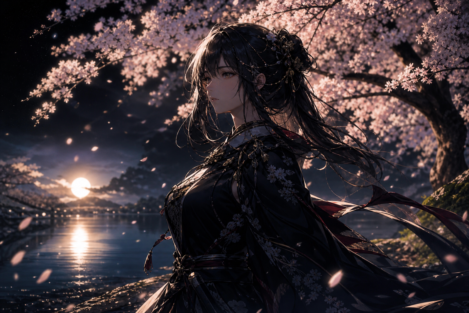 Adult Anime Heroine Under Cherry Blossoms, Safe For Work, Fully Clothed Anime Wallpaper  9 4K