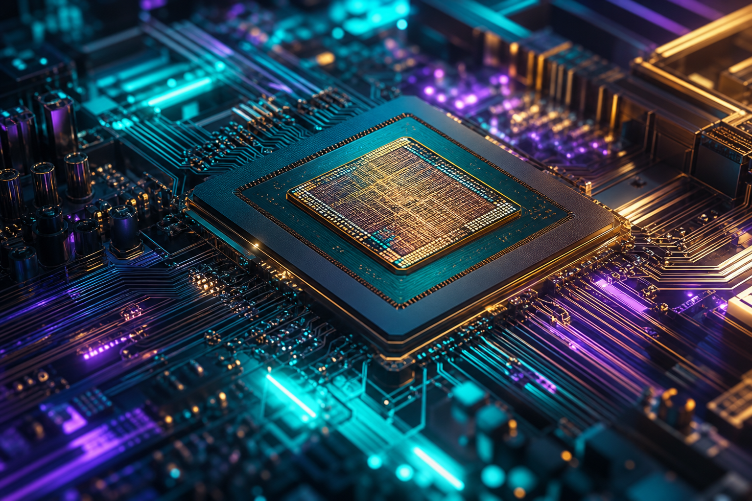 AI Processor Chip Futuristic Render Electronics Wallpaper  8 4K