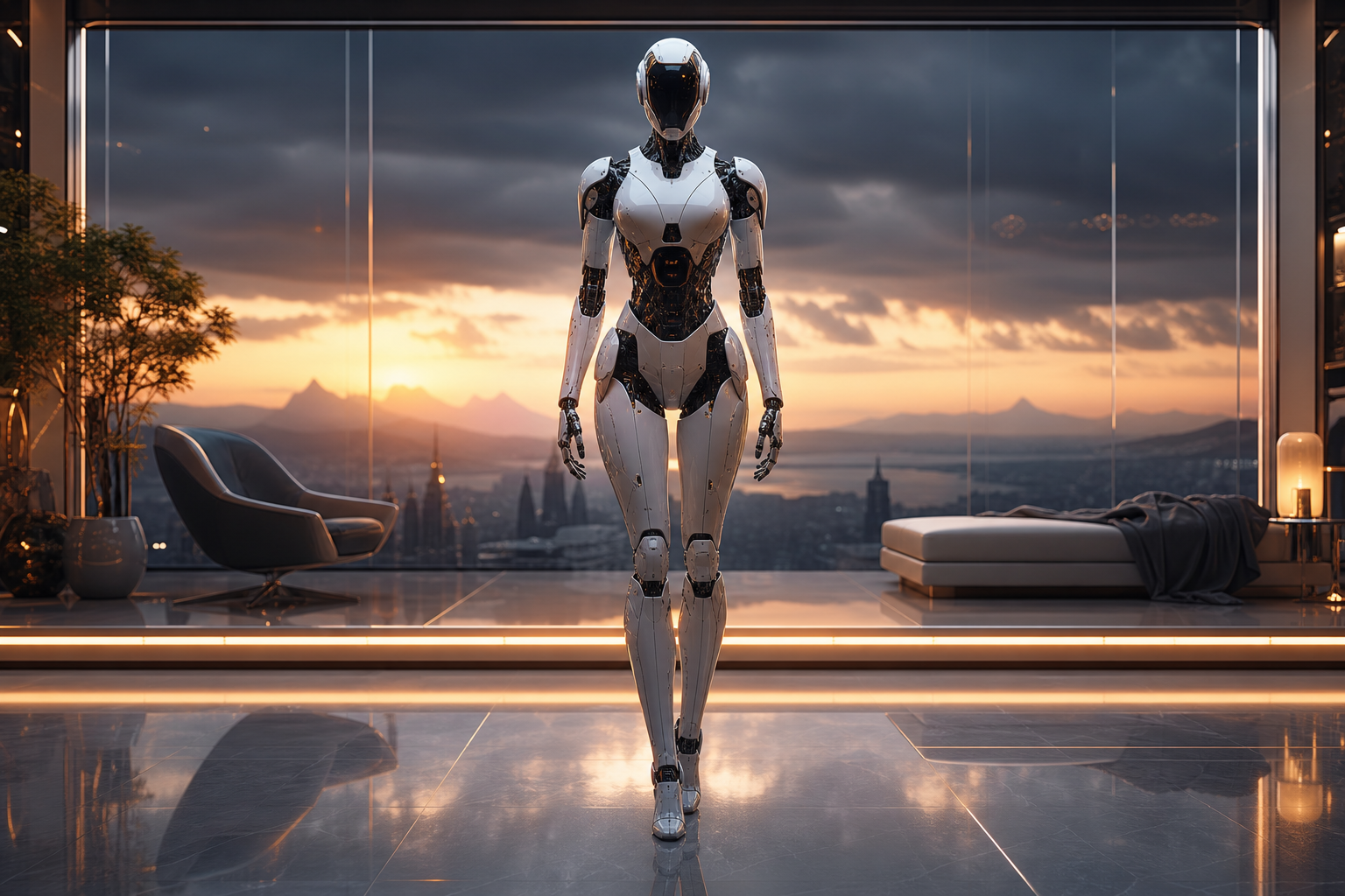 AI Robot Assistant In Modern Home Robots Wallpaper  8 4K