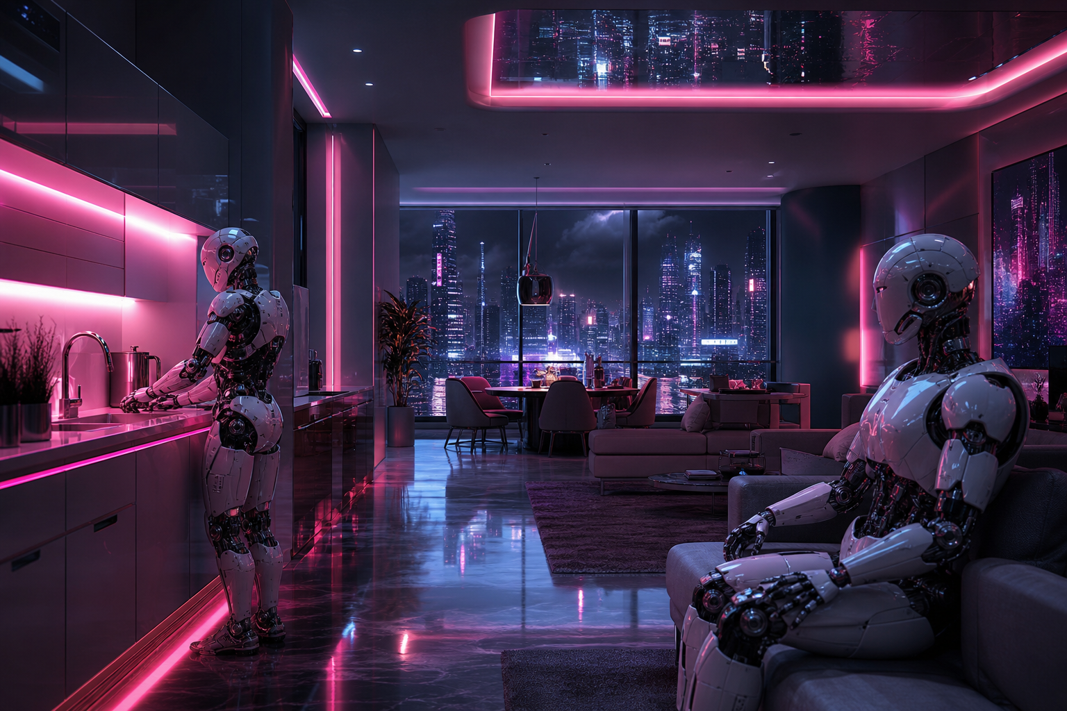 AI Robot Assistant In Modern Home Robots Wallpaper  8 4K
