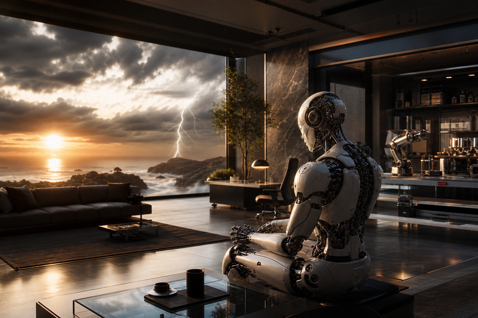 AI Robot Assistant In Modern Home Robots Wallpaper  8 4K
