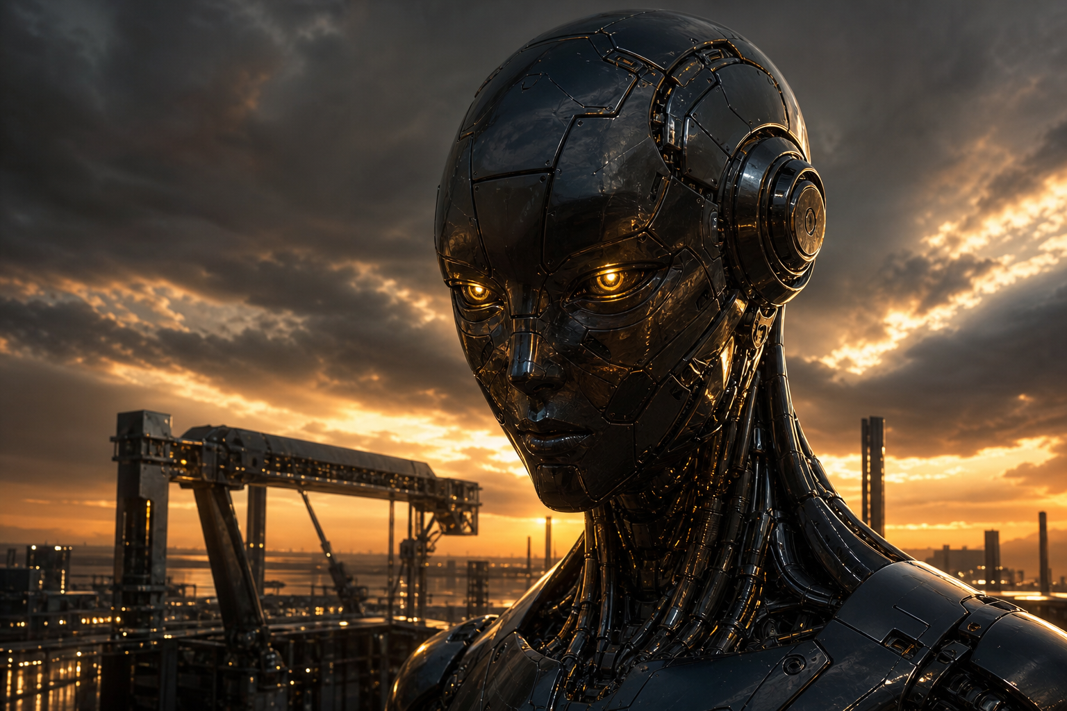 Android Face Closeup With Glowing Eyes Robots Wallpaper  5 4K