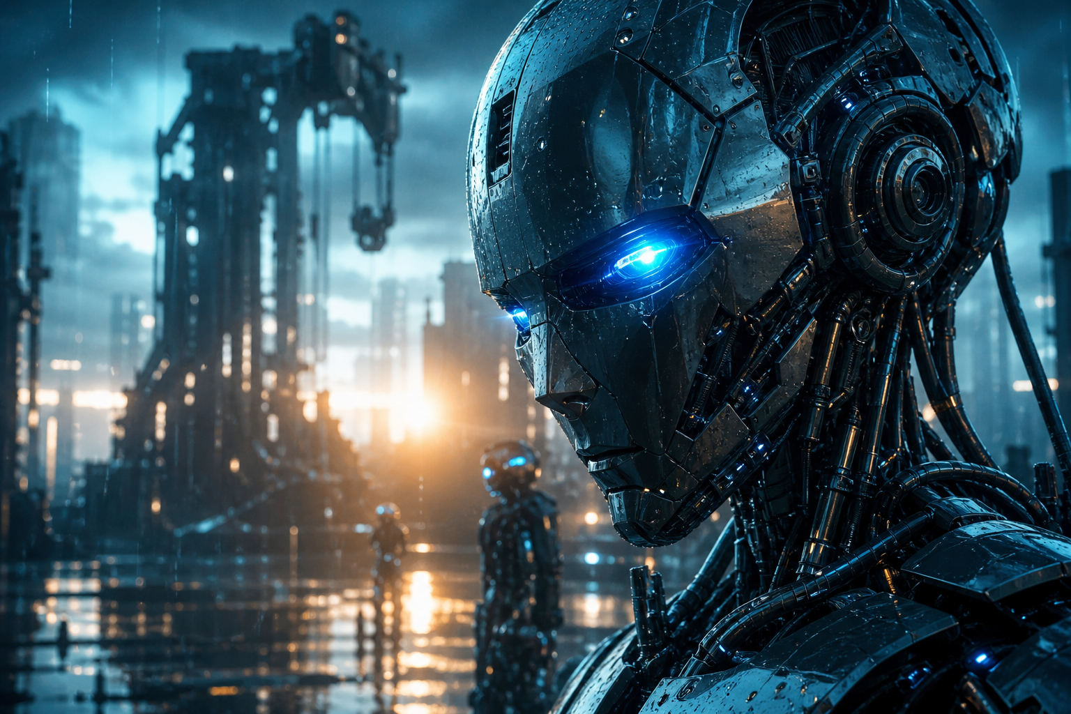 Android Face Closeup With Glowing Eyes Robots Wallpaper  5 4K