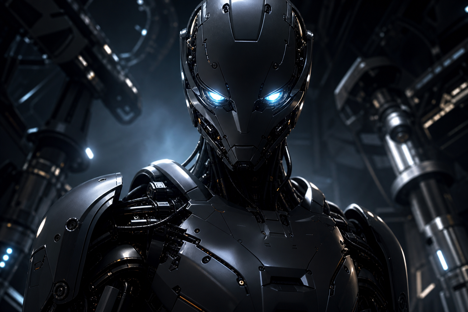 Android Face Closeup With Glowing Eyes Robots Wallpaper  5 4K