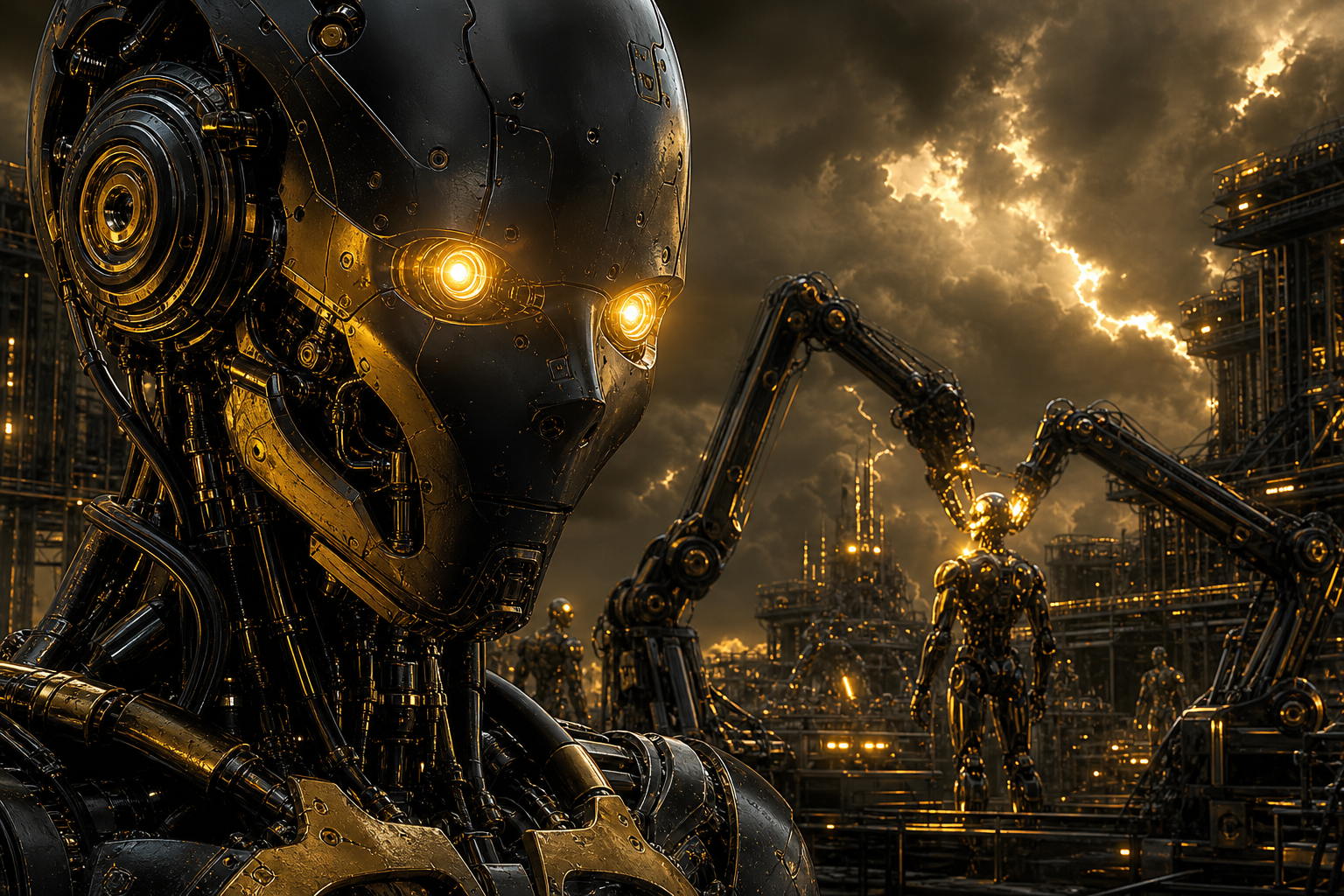 Android Face Closeup With Glowing Eyes Robots Wallpaper  5 4K