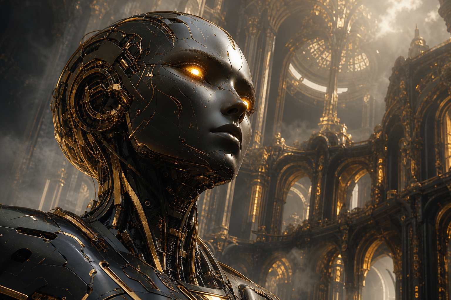 Android Face Closeup With Glowing Eyes Robots Wallpaper  5 4K