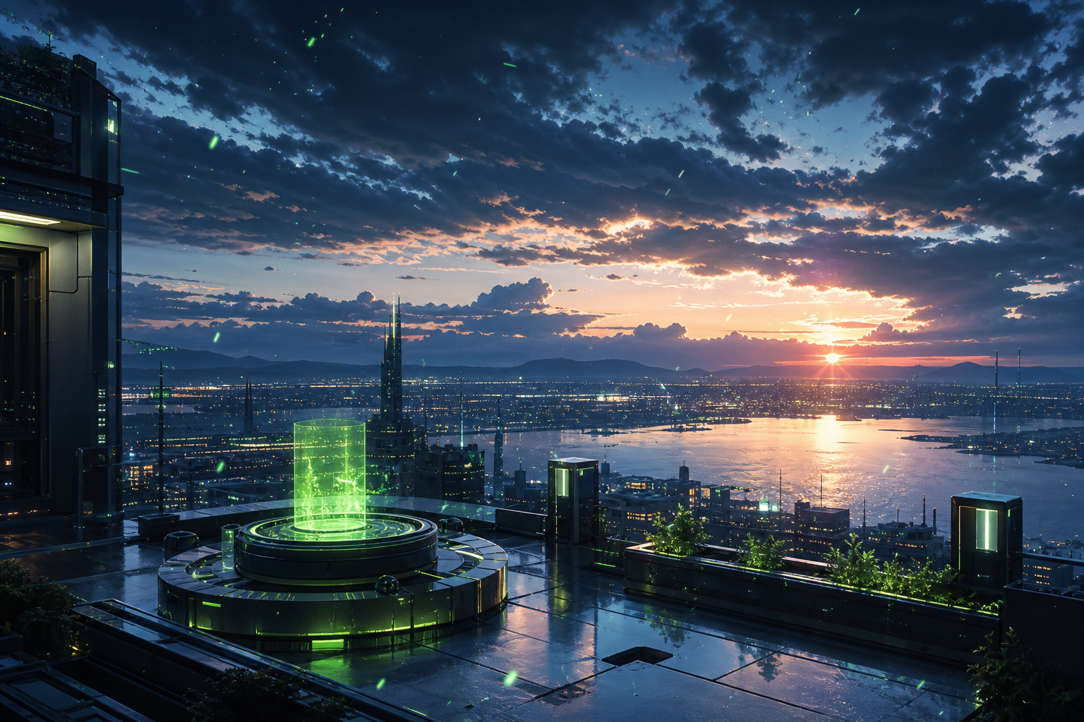 Anime City Rooftop Sunset Scene, Safe For Work, No Minors Anime Wallpaper  14 4K