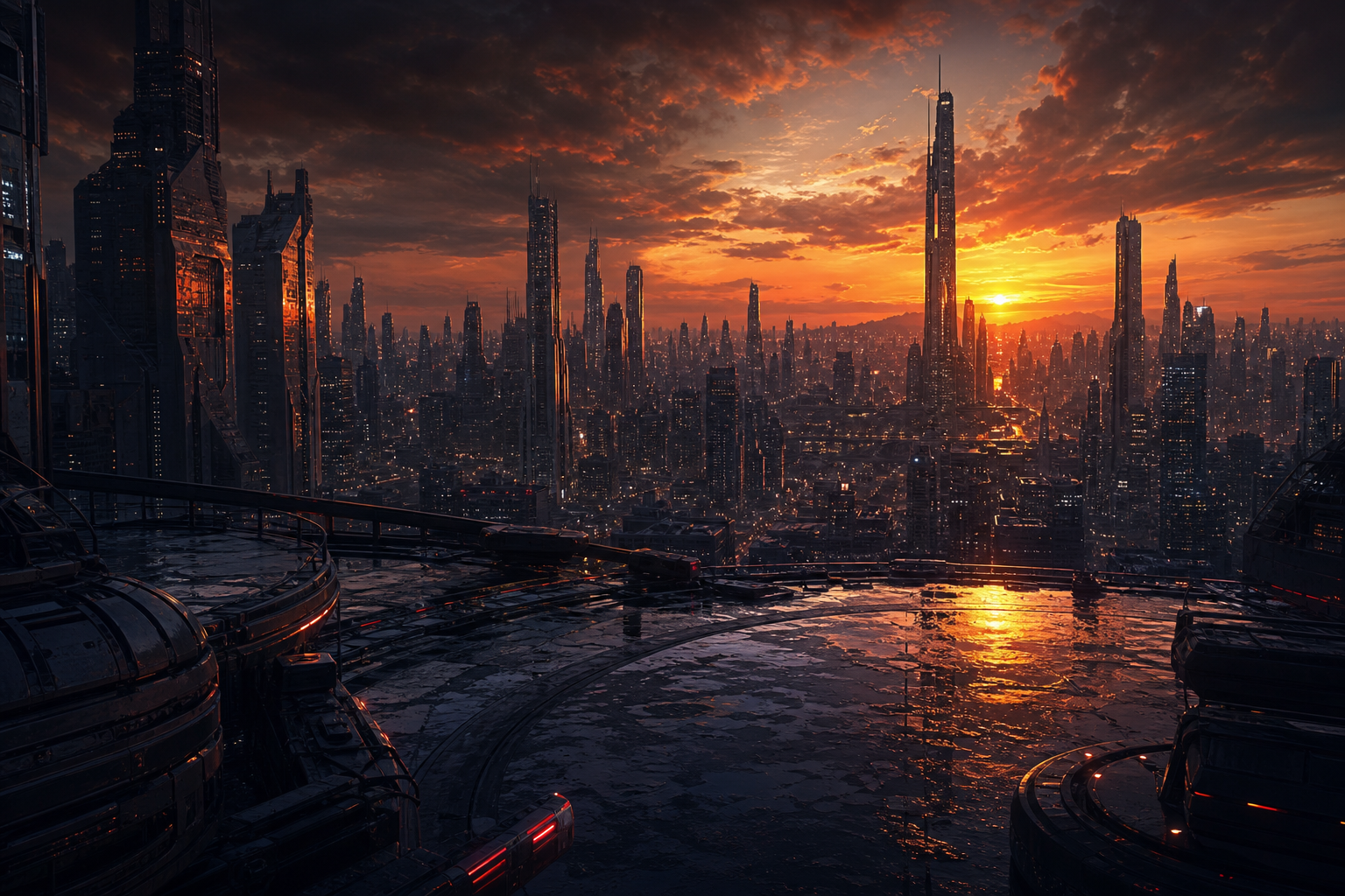Anime City Rooftop Sunset Scene, Safe For Work, No Minors Anime Wallpaper  14 4K