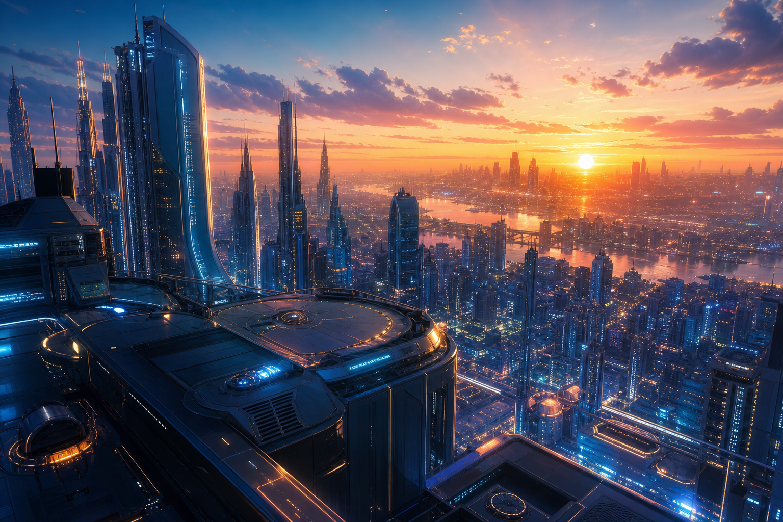 Anime City Rooftop Sunset Scene, Safe For Work, No Minors Anime Wallpaper  22 4K