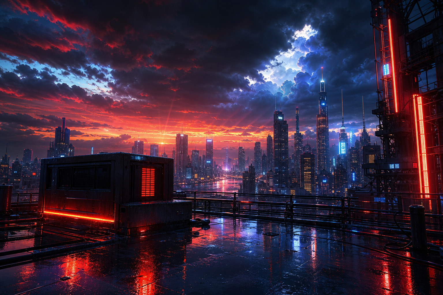Anime City Rooftop Sunset Scene, Safe For Work, No Minors Anime Wallpaper  22 4K