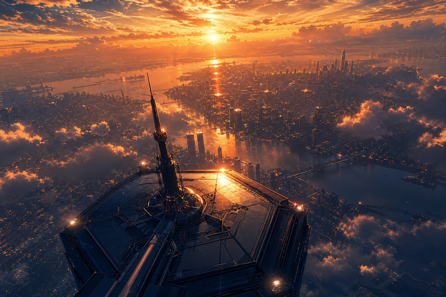 Anime City Rooftop Sunset Scene, Safe For Work, No Minors Anime Wallpaper  22 4K