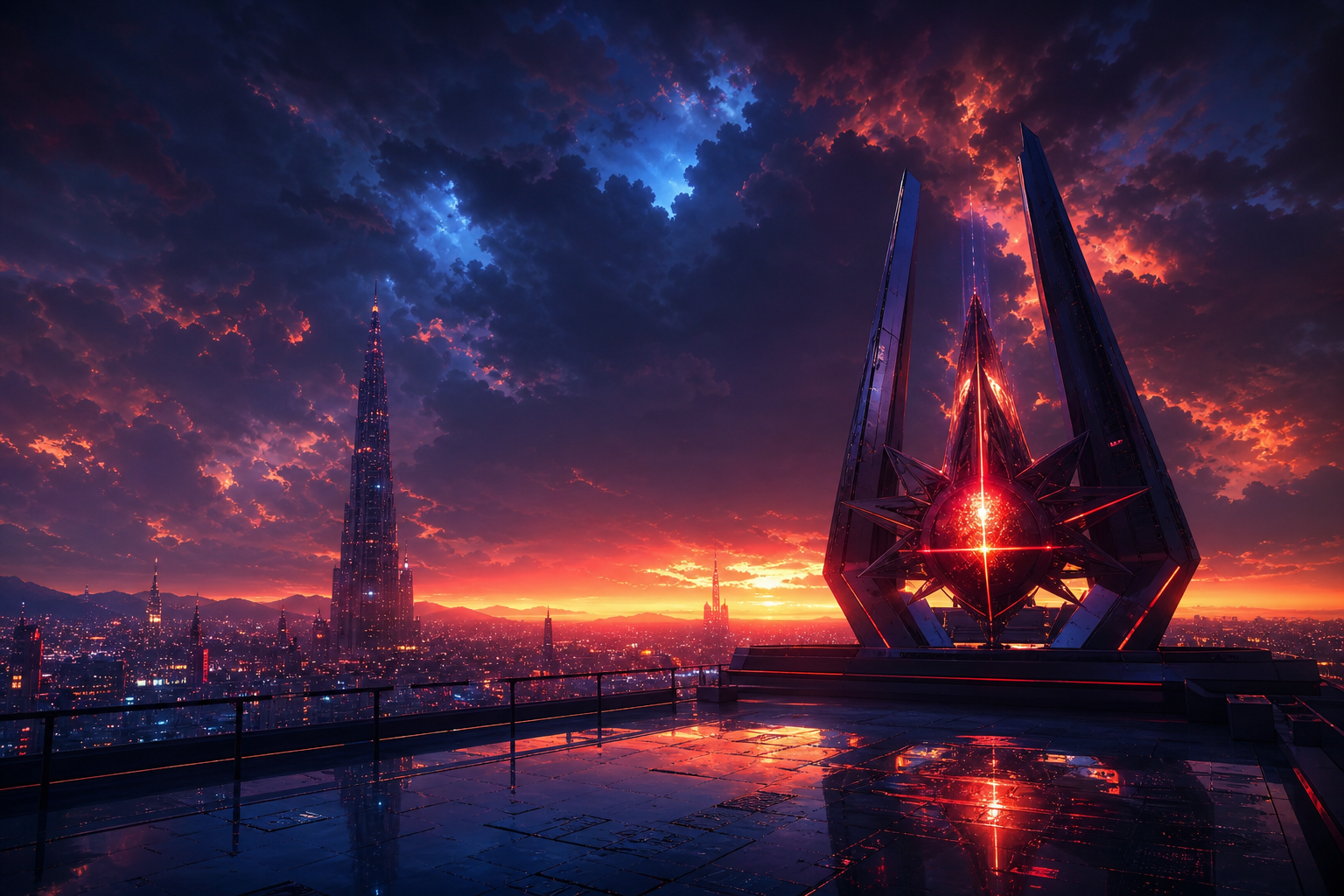 Anime City Rooftop Sunset Scene, Safe For Work, No Minors Anime Wallpaper  22 4K
