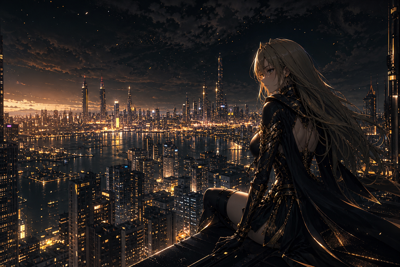 Anime City Rooftop Sunset Scene, Safe For Work, No Minors Anime Wallpaper  22 4K