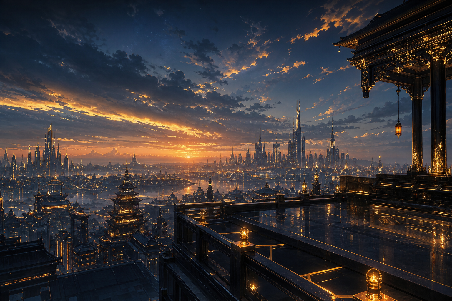 Anime City Rooftop Sunset Scene, Safe For Work, No Minors Anime Wallpaper  6 4K