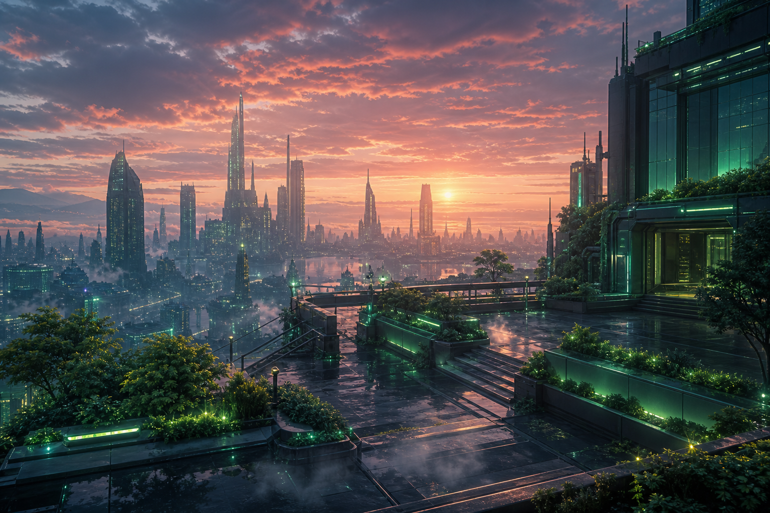 Anime City Rooftop Sunset Scene, Safe For Work, No Minors Anime Wallpaper  6 4K