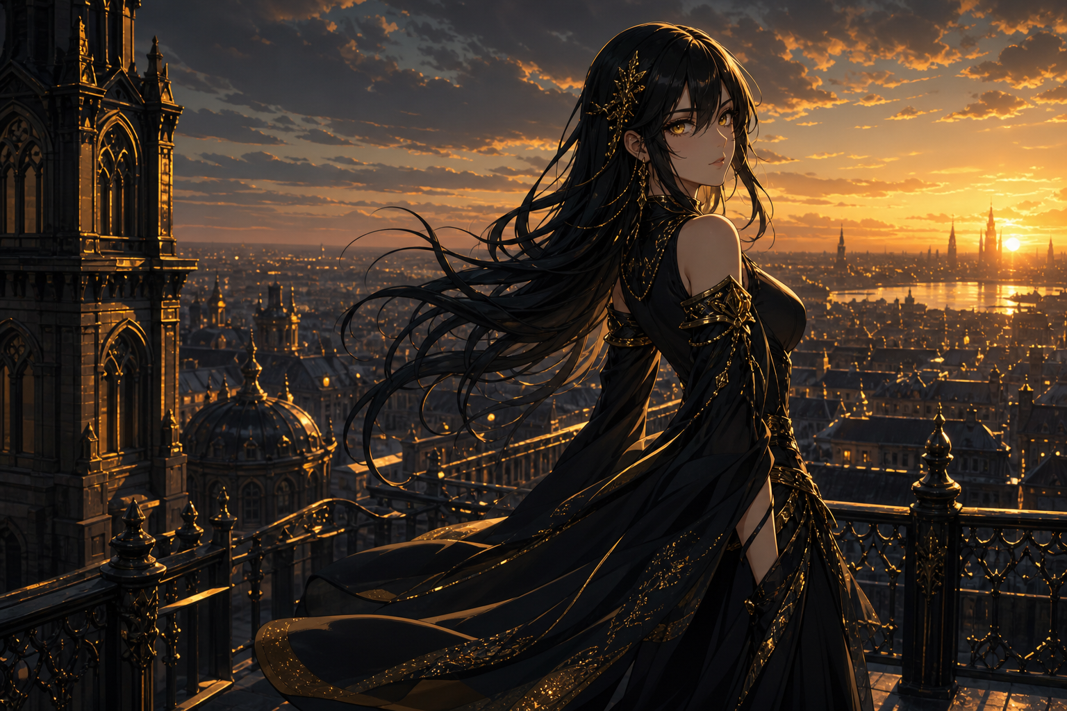 Anime City Rooftop Sunset Scene, Safe For Work, No Minors Anime Wallpaper  6 4K