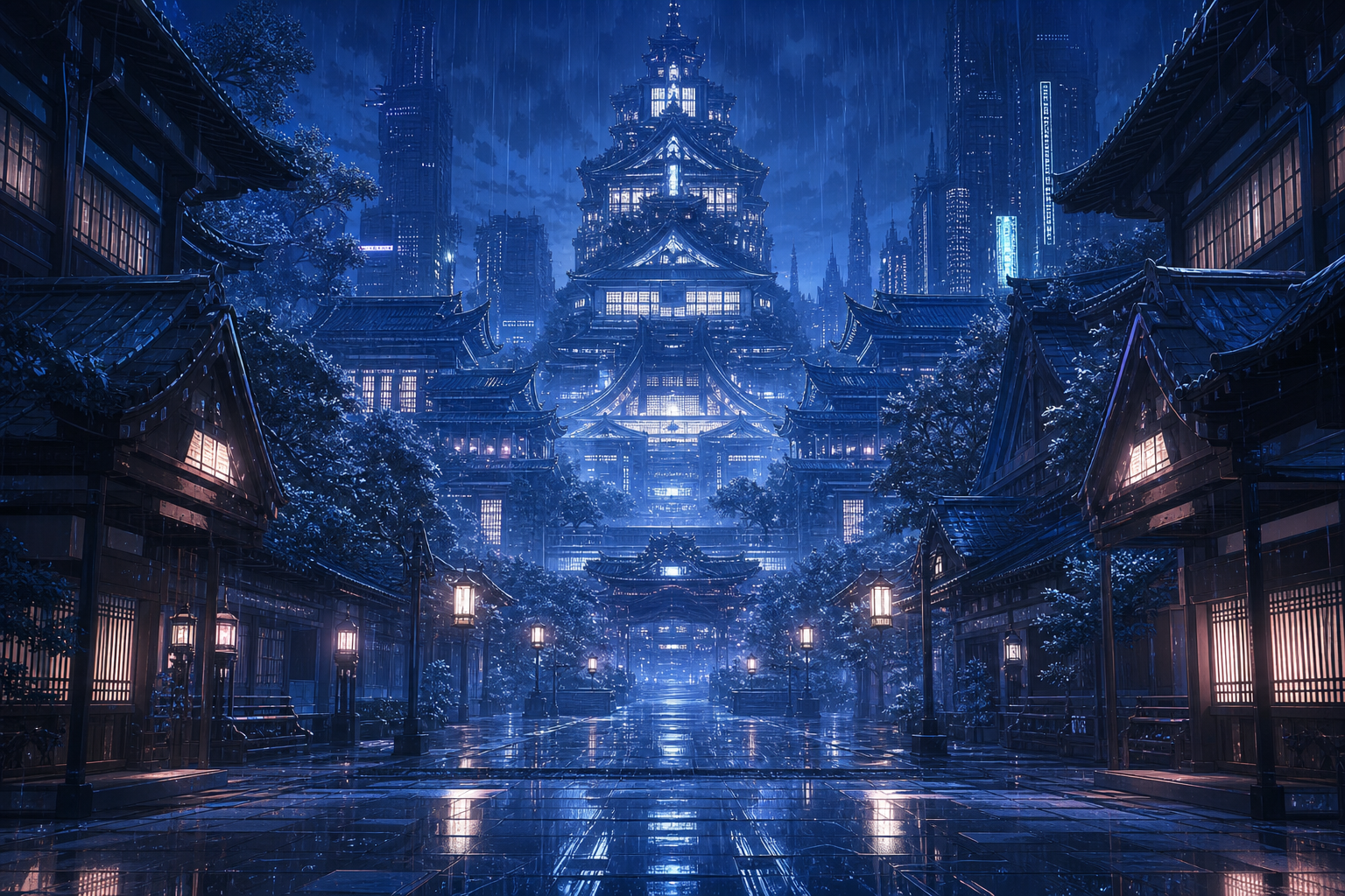 Anime City Street In Rain At Night Anime Wallpaper  11 4K