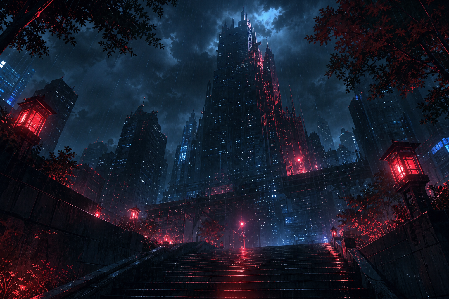 Anime City Street In Rain At Night Anime Wallpaper  11 4K