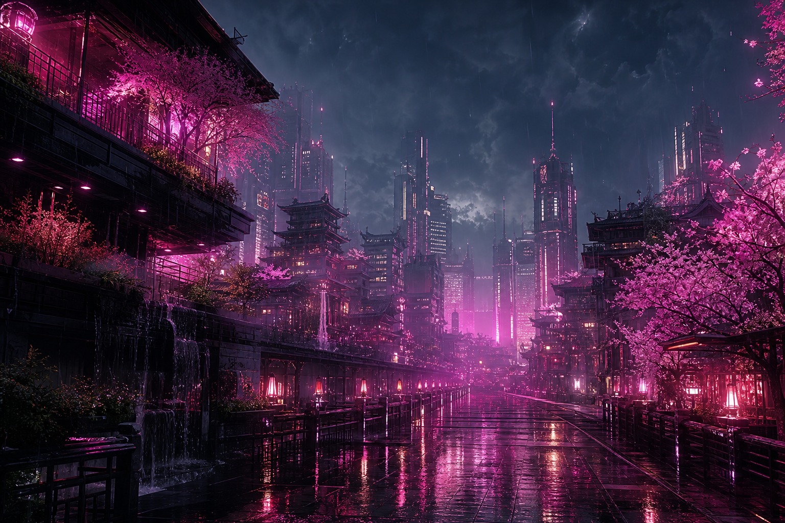 Anime City Street In Rain At Night Anime Wallpaper  19 4K