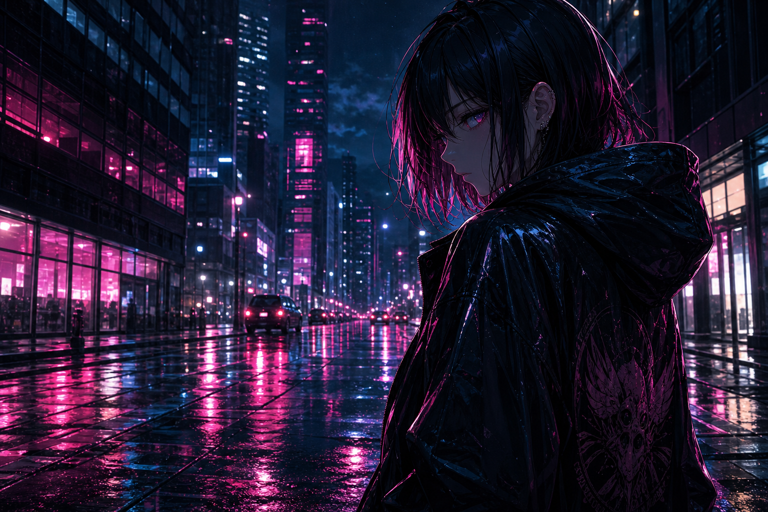 Anime City Street In Rain At Night Anime Wallpaper  19 4K