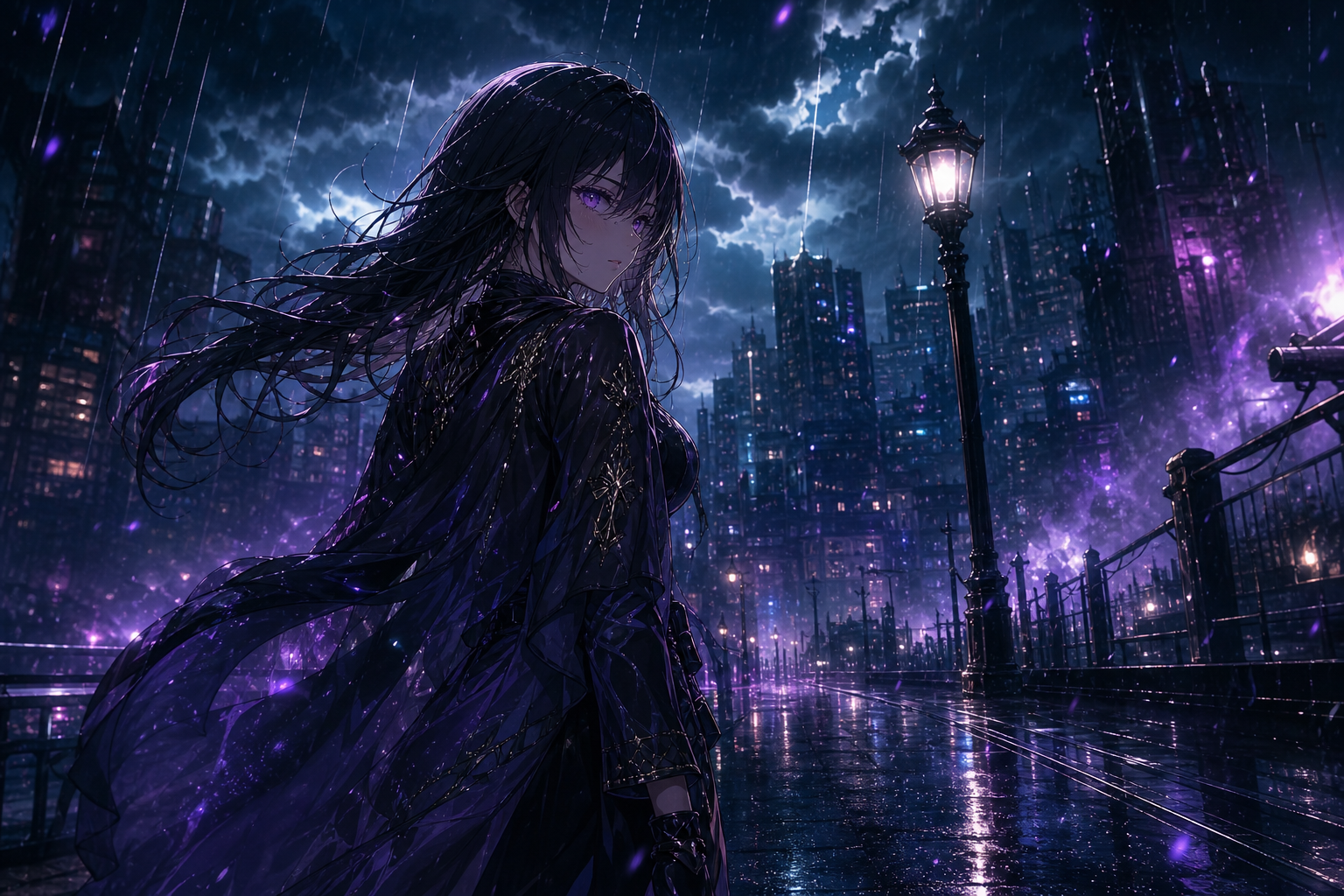 Anime City Street In Rain At Night Anime Wallpaper  19 4K