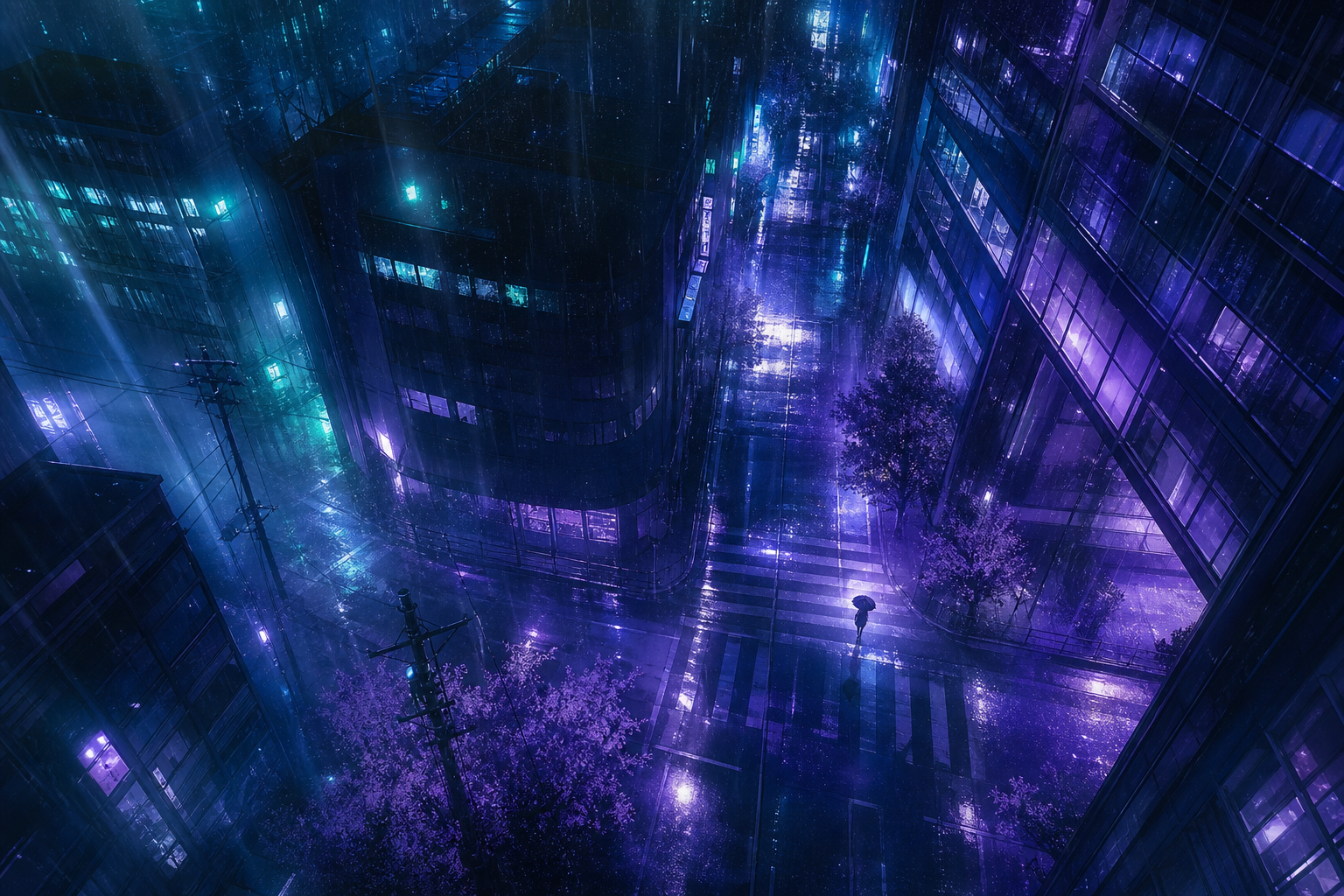 Anime City Street In Rain At Night Anime Wallpaper  3 4K