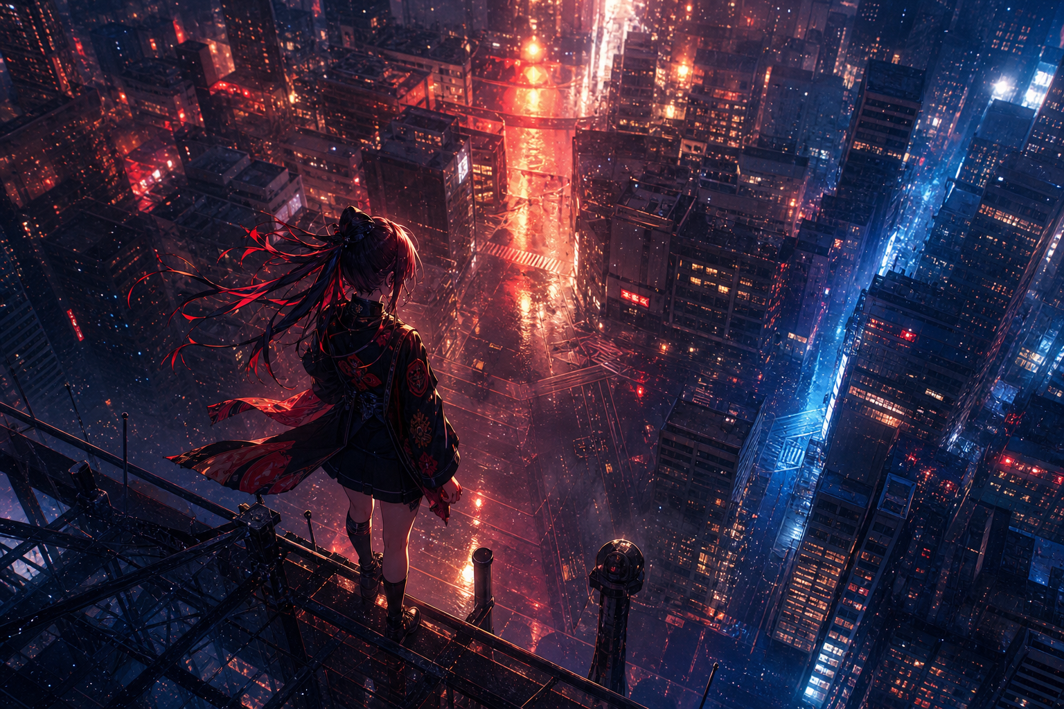 Anime City Street In Rain At Night Anime Wallpaper  3 4K