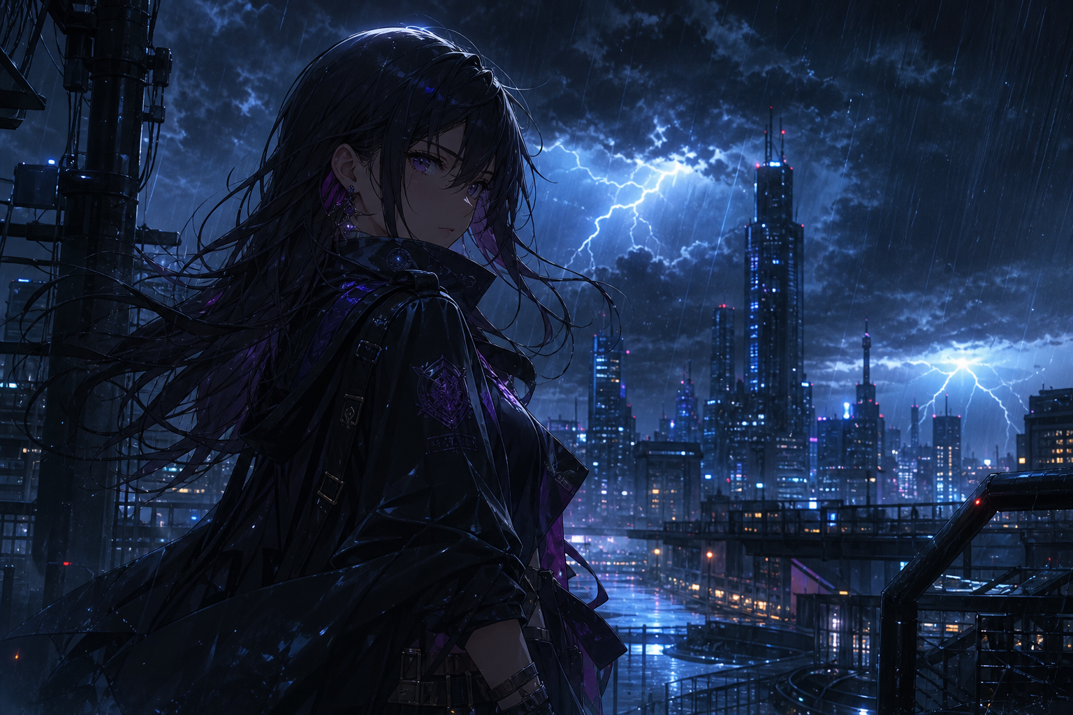 Anime City Street In Rain At Night Anime Wallpaper  3 4K