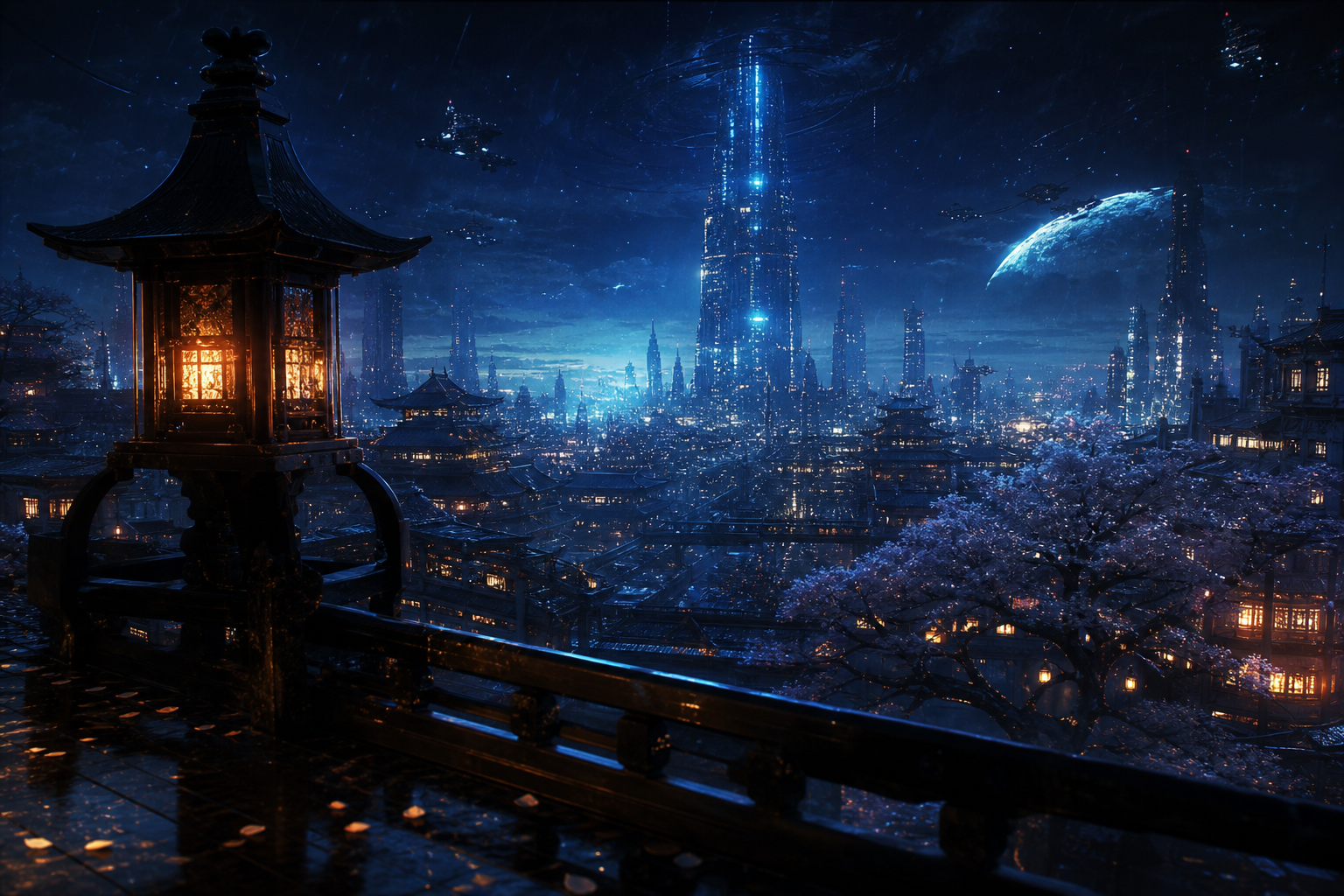 Anime City Street In Rain At Night Anime Wallpaper  3 4K