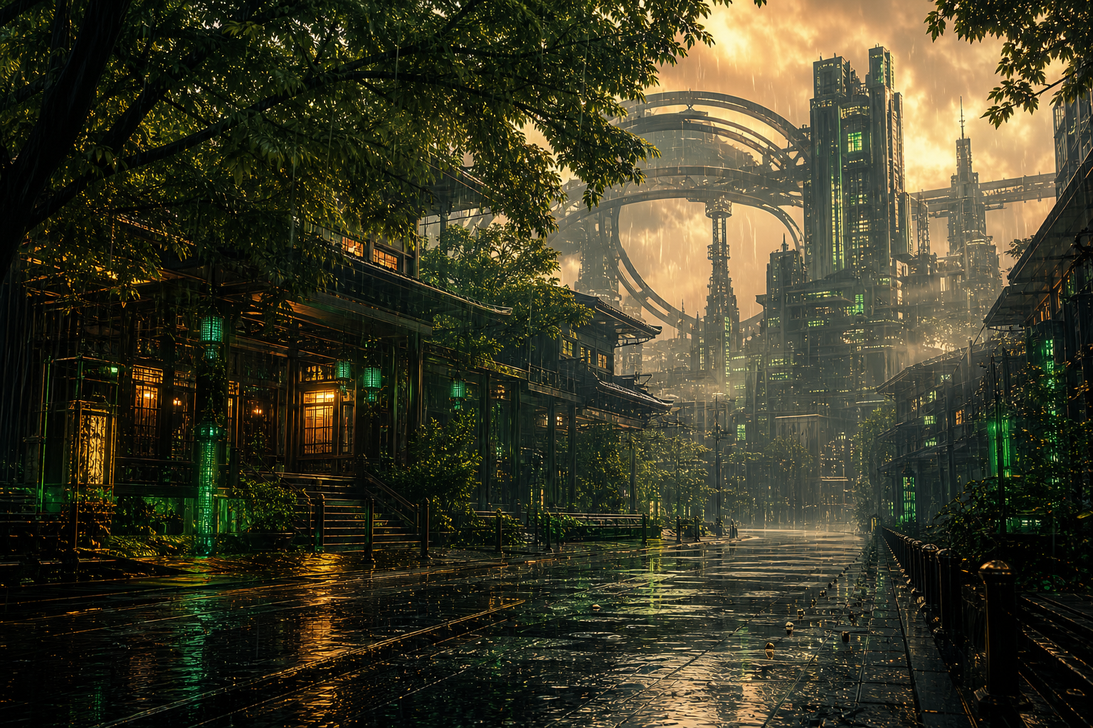 Anime City Street In Rain At Night Anime Wallpaper  3 4K