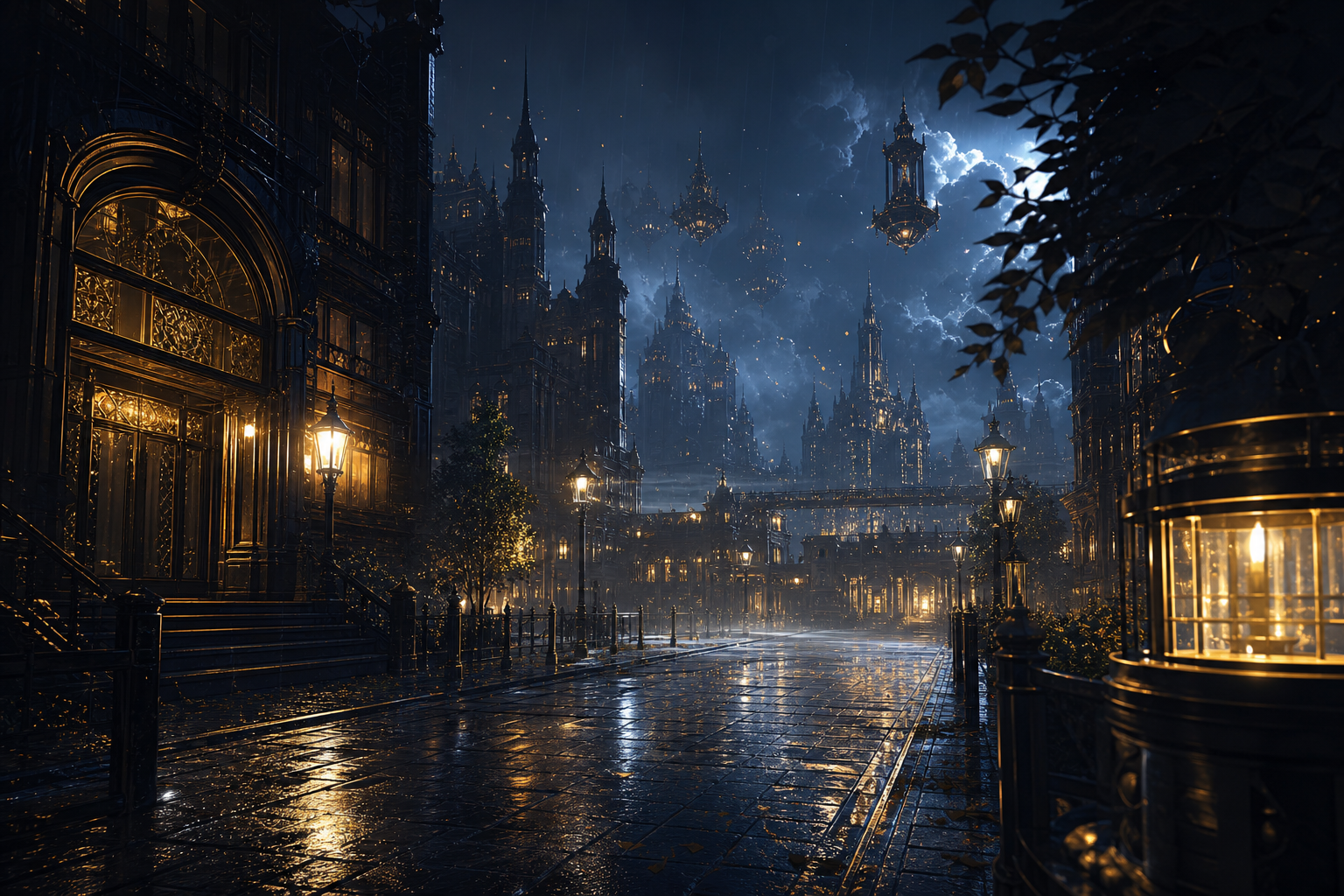 Anime City Street In Rain At Night Anime Wallpaper  3 4K