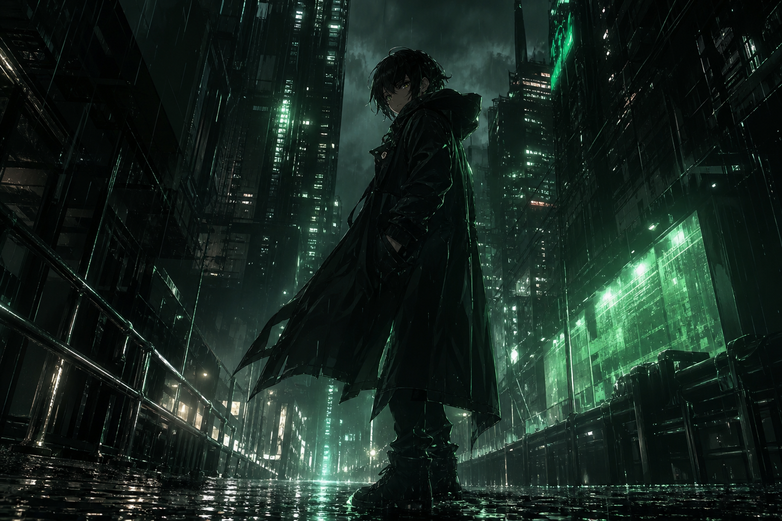 Anime City Street In Rain At Night Anime Wallpaper  3 4K