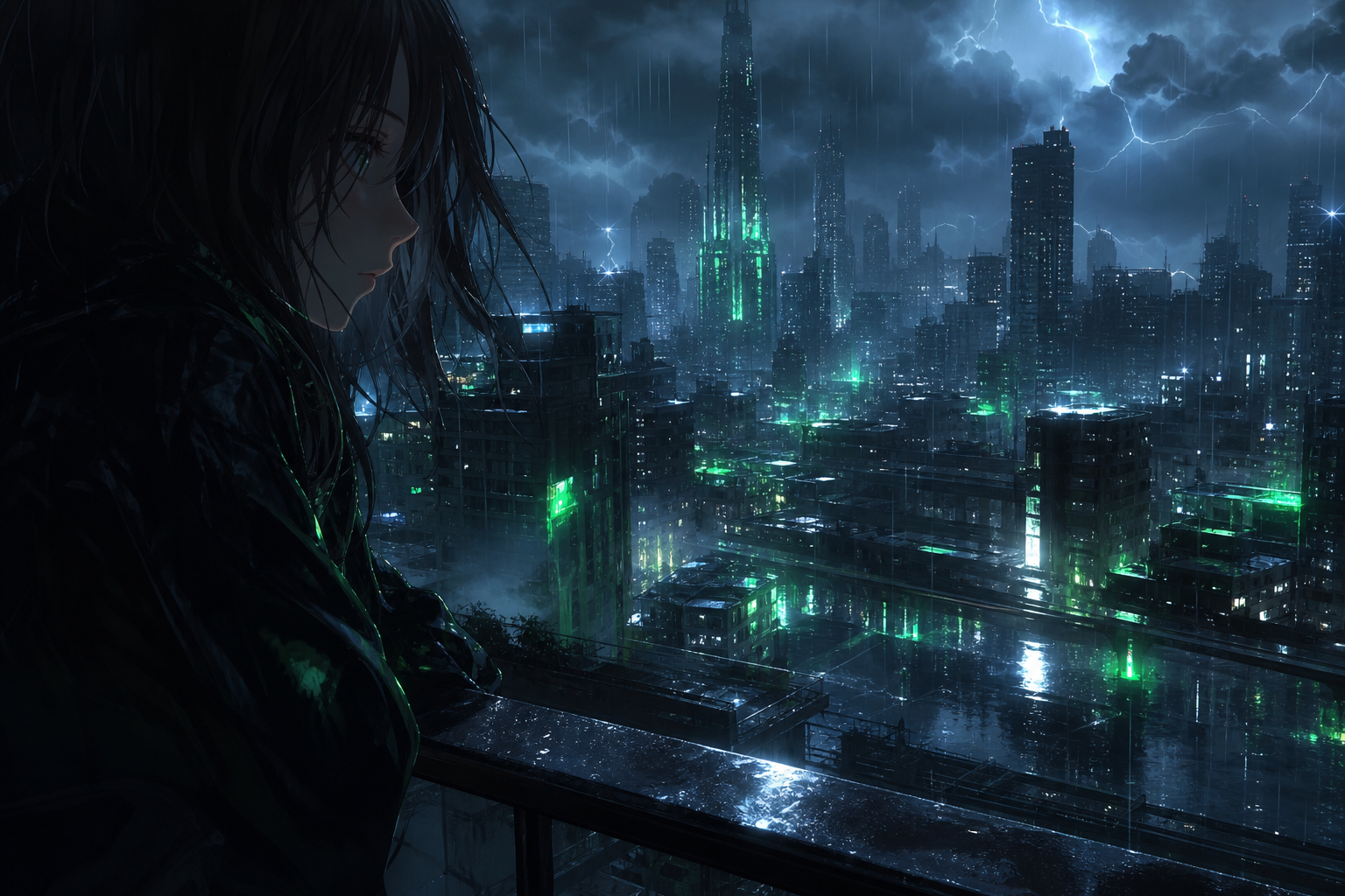 Anime City Street In Rain At Night Anime Wallpaper  3 4K