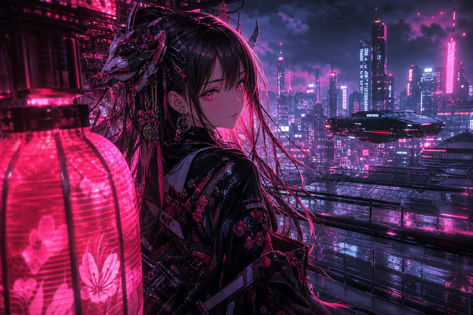 Anime Cyberpunk Girl With Neon Lights Anime Wallpaper  13 4K