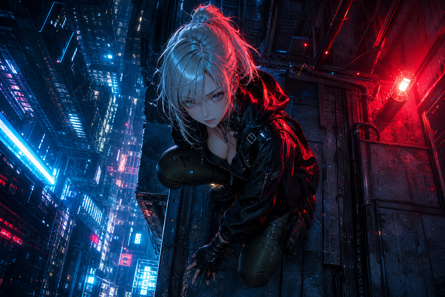 Anime Cyberpunk Girl With Neon Lights Anime Wallpaper  13 4K