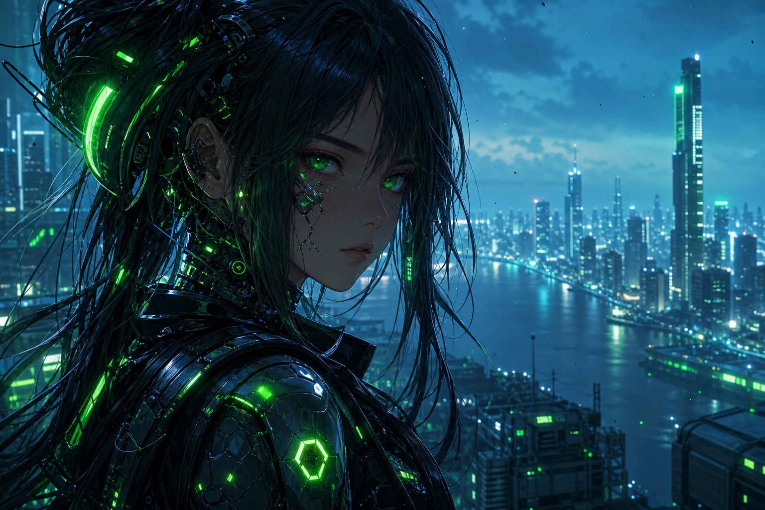 Anime Cyberpunk Girl With Neon Lights Anime Wallpaper  13 4K
