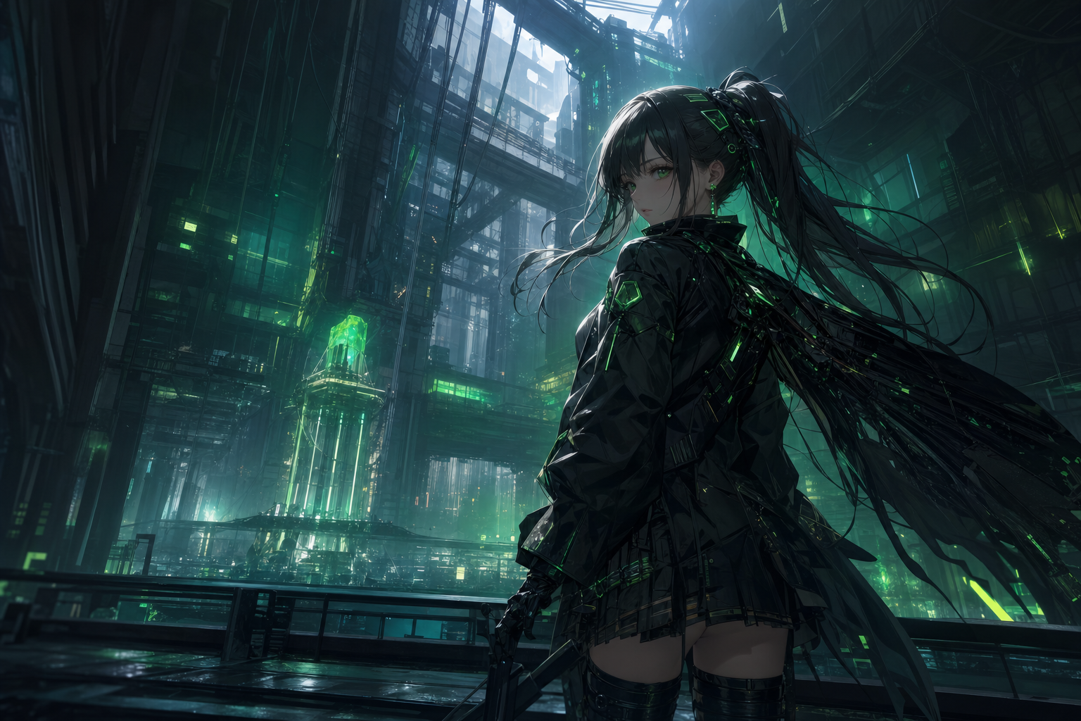 Anime Cyberpunk Girl With Neon Lights Anime Wallpaper  5 4K