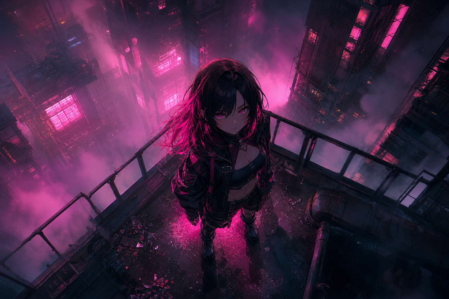 Anime Cyberpunk Girl With Neon Lights Anime Wallpaper  5 4K