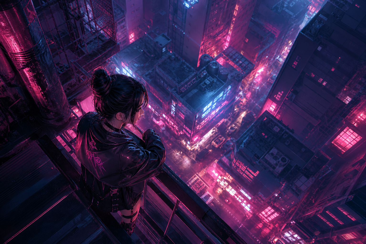 Anime Cyberpunk Girl With Neon Lights Anime Wallpaper  5 4K