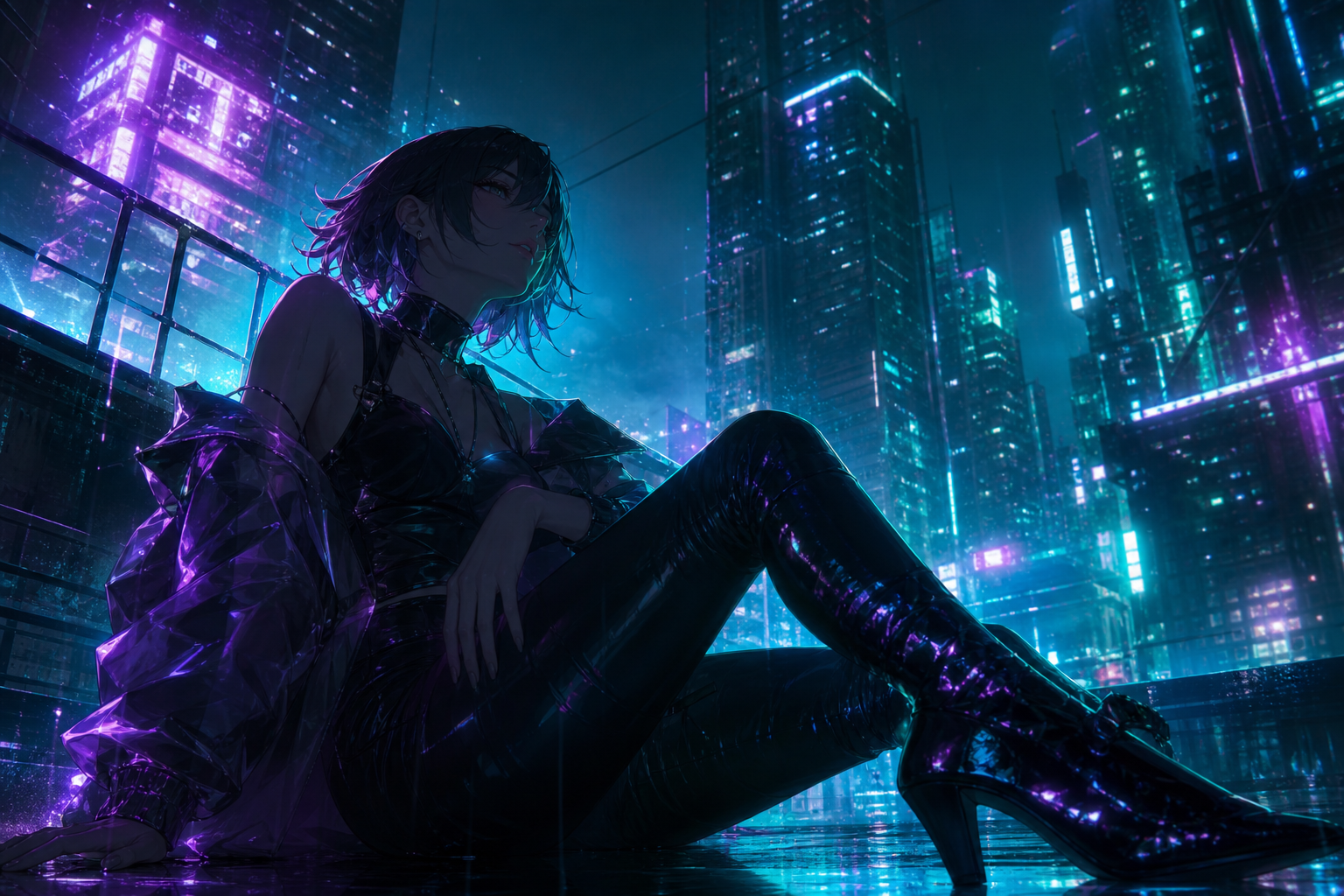 Anime Cyberpunk Girl With Neon Lights Anime Wallpaper  5 4K