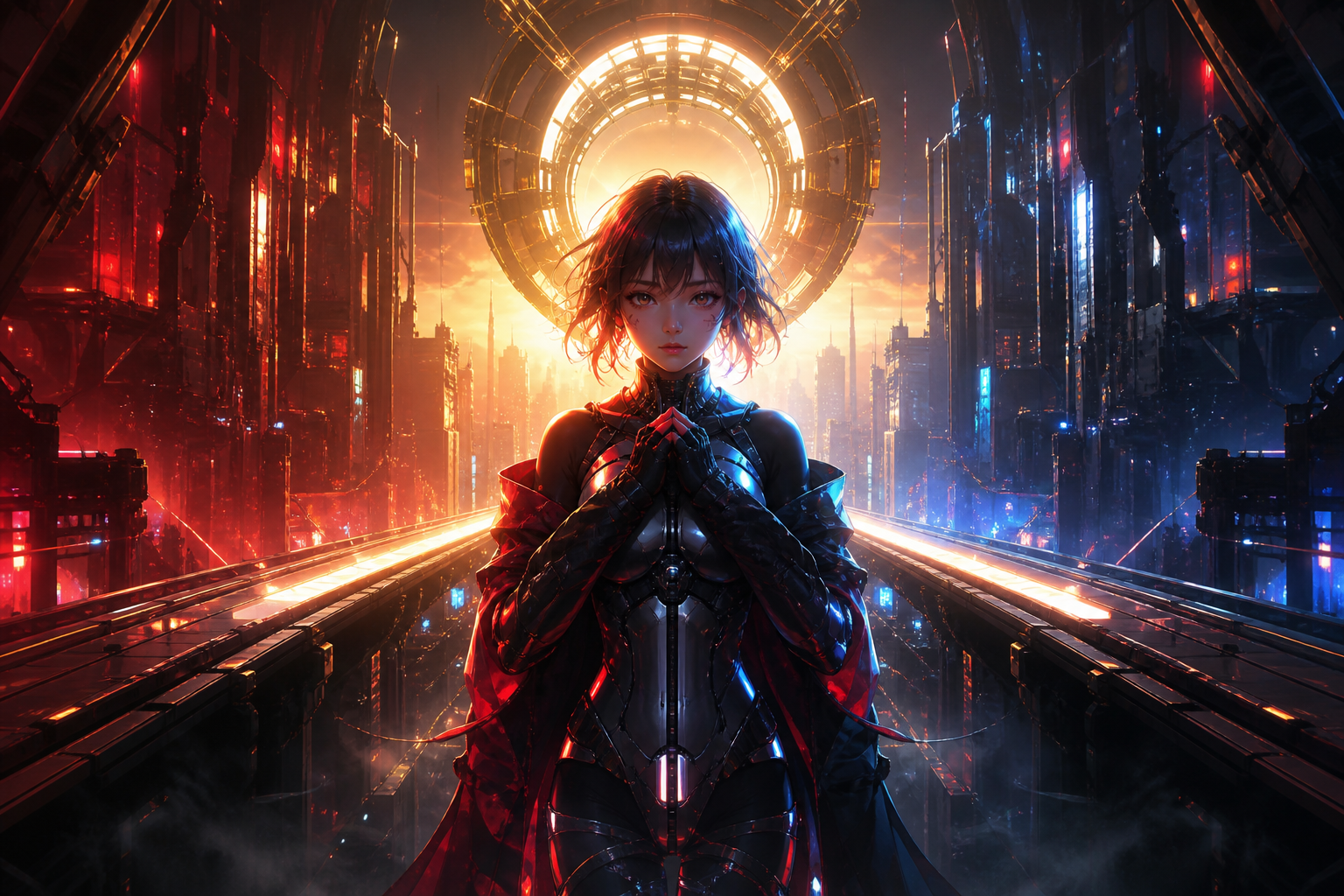 Anime Cyberpunk Girl With Neon Lights Anime Wallpaper  5 4K