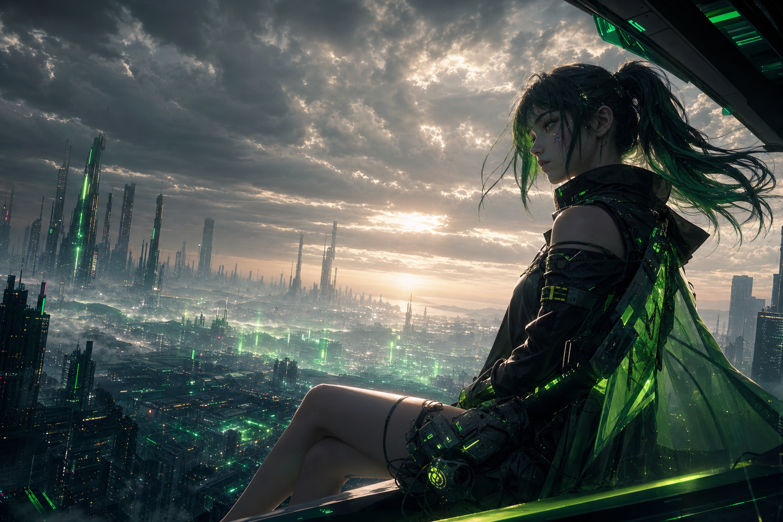 Anime Cyberpunk Girl With Neon Lights Anime Wallpaper  5 4K