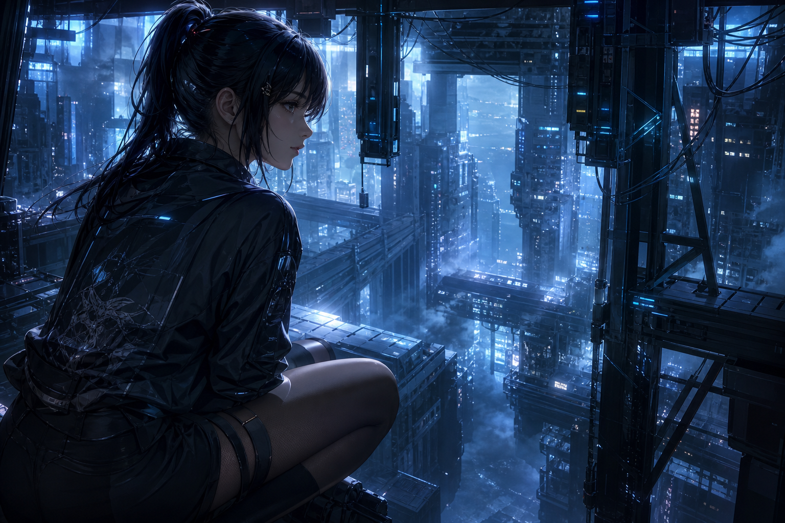 Anime Cyberpunk Girl With Neon Lights Anime Wallpaper  5 4K