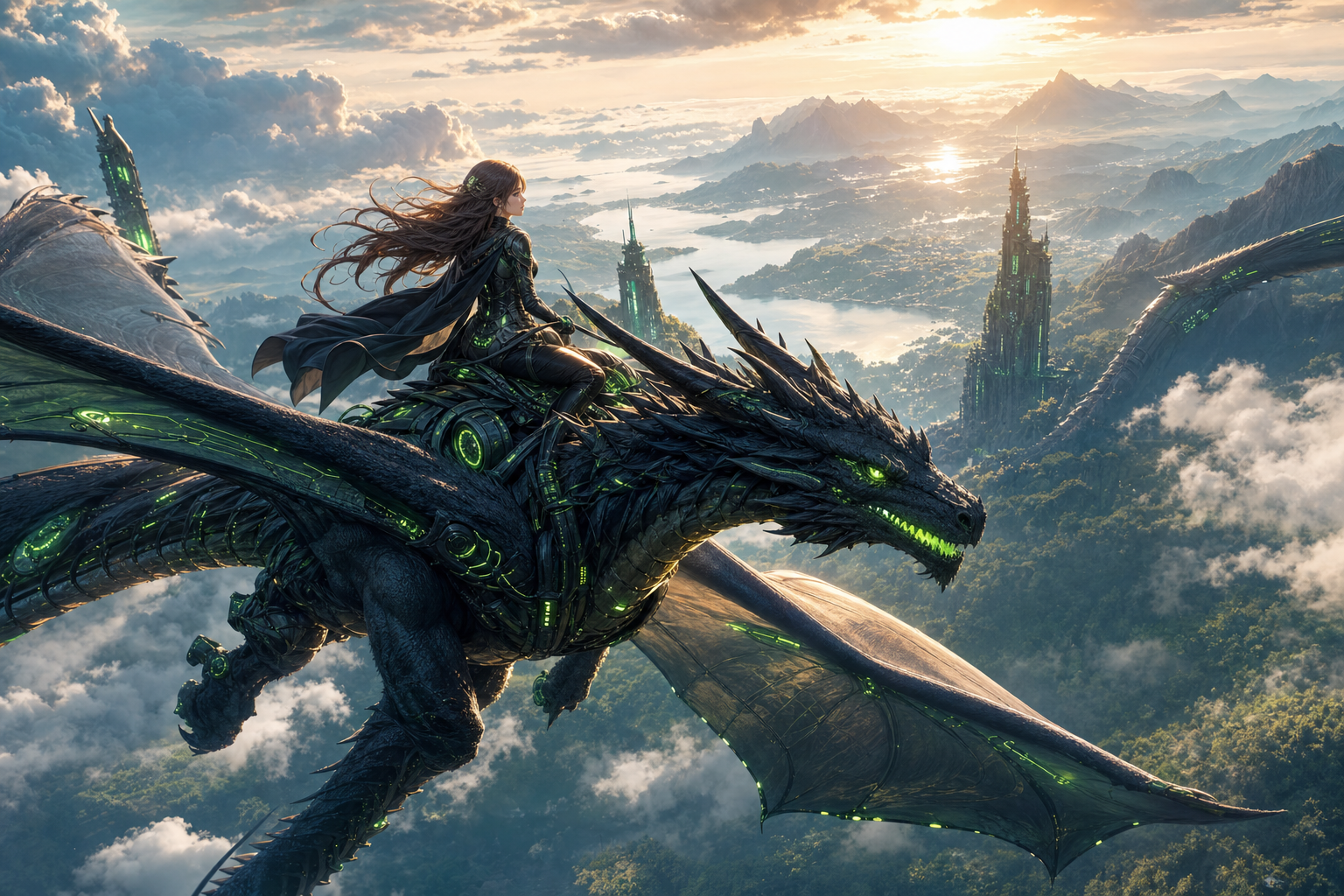 Anime Dragon Flying Over Valley Anime Wallpaper  15 4K